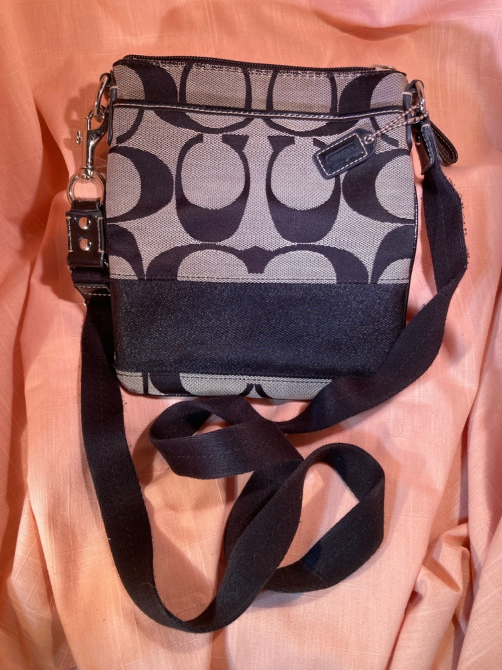 Y2K Coach Small Signature Crossbody in Black and Gray